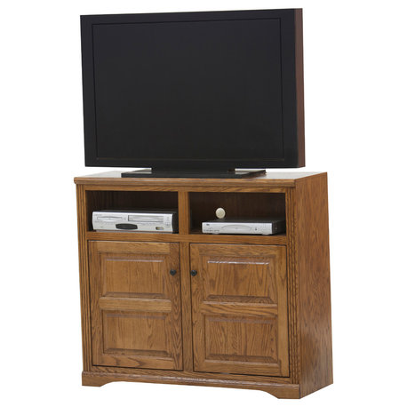 Oak Ridge, Tall, Raised Panel Door 45" Wide TV Console, Olive Oak