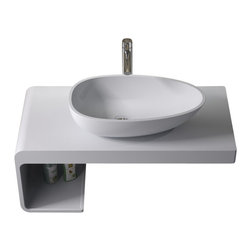 ADM Bathroom Design - ADM Oval Countertop Vessel Sink, White, 24" - Bathroom Sinks