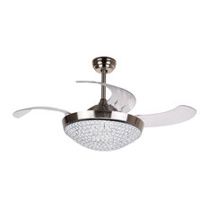 Crystal Ceiling Fan With Light, Chrome
