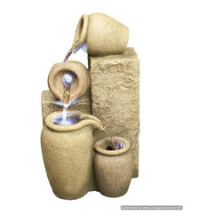 14" 4-Pot & Stone Finish Tabletop Fountain - Indoor Fountains