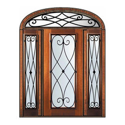Prehung Sidelites-Transom Door 80 Mahogany Charleston Full Lite - Front Doors