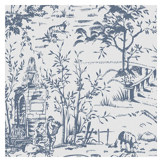 Toile de Jouy Dark Seaspray Blue Wallpaper Sample