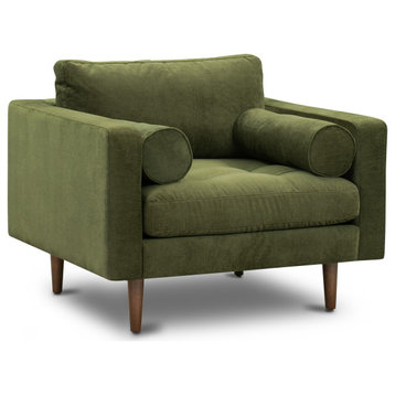 Poly and Bark Napa Velvet Lounge Chair, Distressed Green Velvet