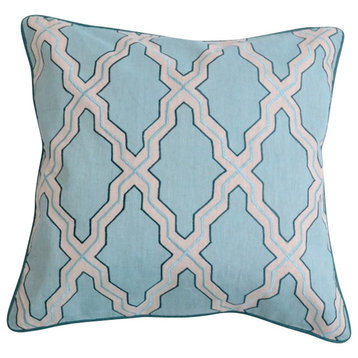 Contemporary Blue Embroidered Decorative Pillowcase