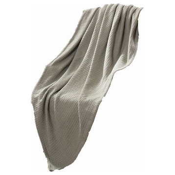 Benzara BM284453 Nyx Queen Size Cotton Thermal Blanket, Textured Feel, Taupe