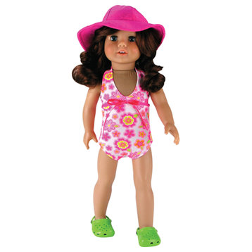 18" Doll - One Piece Bathing Suit & Hat