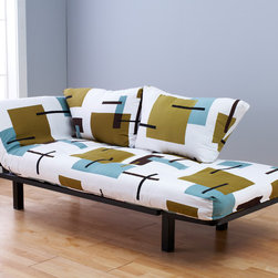 Black Metal Futon with Reconstruction Mattress in Lounger Position - Products