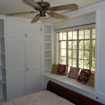 Built-in armoire and window seating