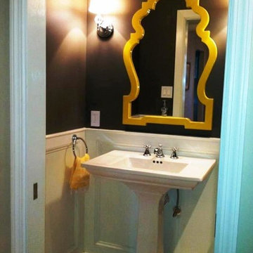 Half Paneled Bath features Marble Mosaic Floor