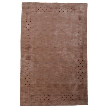 Hand Knotted Loom Wool Area Rug Contemporary Light Brown
