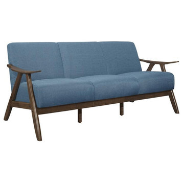 Lexicon Damala Mid-Century Solid Wood Frame Sofa in Blue