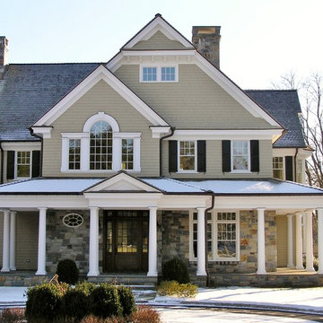 Custom Stone & Shingle Estate in North Castle, NY- Front
