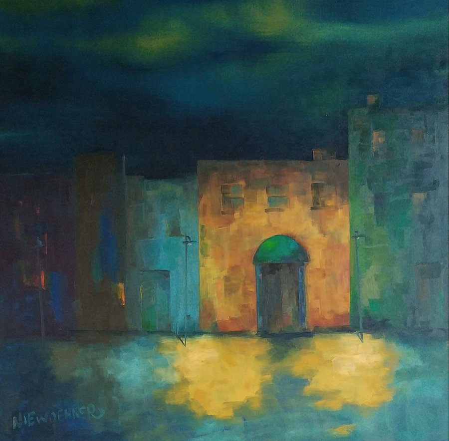 The Green Awning, 36x36, gallery wrap