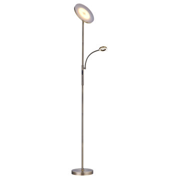 Artiva USA Slim LED Torchiere Floor Lamp, Antique Brass