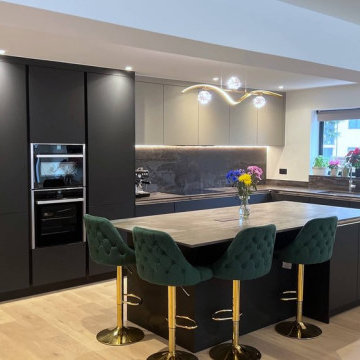 Black Contemporary Kitchen in Bromley