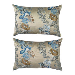 Gold Osbourne & Little Silk Floral Pillow Pair - Products