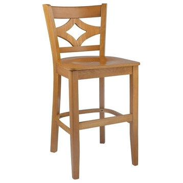 Curtain Back Counter stool with wood seat Cherry