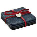 Kiyasa Group - Python Coasters, Set of 4, Midnight Blue - Designed in the US. 100% Hand-made in Istanbul, Turkey. Non-absorbent, Non-stain. Care: clean with a damp cloth. Material: Faux leather, embossed.