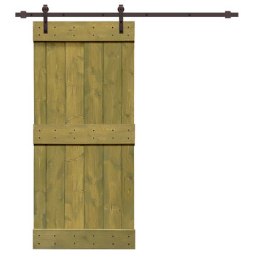 TMS Mid-Bar Barn Door With Sliding Hardware Kit, Jungle Green, 38"x84"