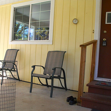 Close up front door & porch before