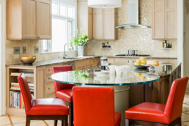Example of a minimalist kitchen design in Boston