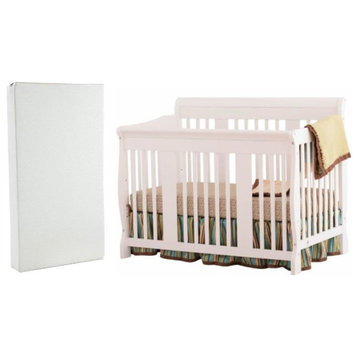 Home Square 2-Piece Set with 6" Crib Mattress and Tuscany Baby Crib in White