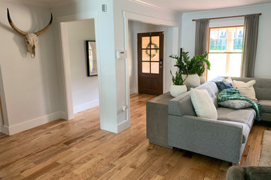 Inspiration for a rustic living room remodel in Charlotte