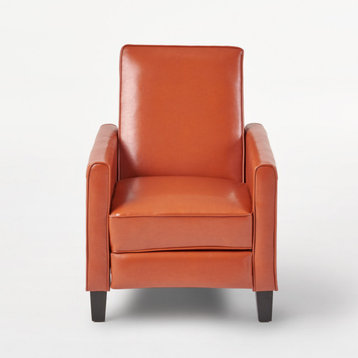 GDF Studio Hinus Indoor Upholstery Club Chair Recliner, Orange Leather