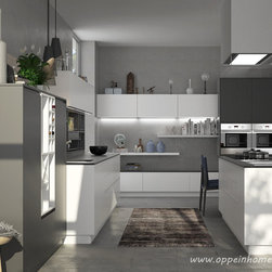 White and Gray Lacquer Kitchen Design - Kitchen Products