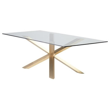 Nuevo Couture Glass Top Dining Table in Gold