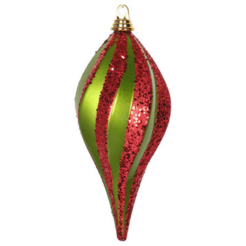 Vickerman M132674 12'' Lime And Red Glitter Swirl Drop Christmas Ornament