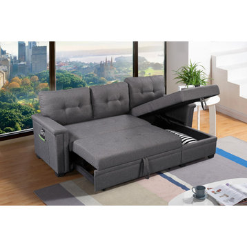Ashlyn Sleeper Sofa With USB Charger Pocket and Chaise