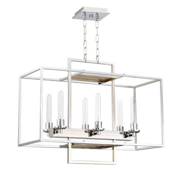 Cubic 6 Light Linear Chandelier In Chrome (41526-CH)
