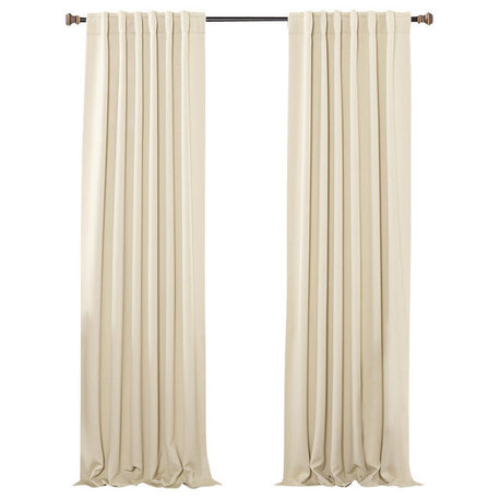 Back Tab Thermal Insulated Blackout Curtains, Set of 2, Beige, 102"