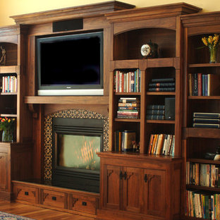 Inspiration for a craftsman home theater remodel in Burlington