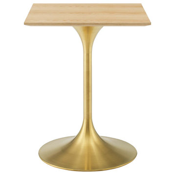 Lippa 24" Square Wood Dining Table, Gold Natural
