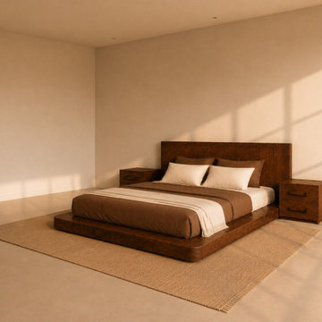 Low Profile Modern Platform Bed | Japandi Style Bedroom