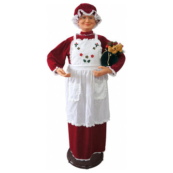 58" Dancing Mrs. Claus With Apron, Life-Size Christmas Holiday Decor