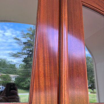 Mahogany Door Refinish - Common issue . . . original finish was not a pro job