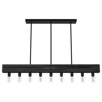 Hunter Donelson Natural Iron and Dark Ash 9-Light Linear Chandelier