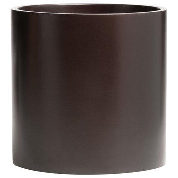 Root And Stock Brea Round Cylinder Planter, Brown, D:14" X H:14"