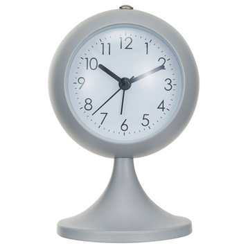 Round Metal Table Clock With Alarm, White