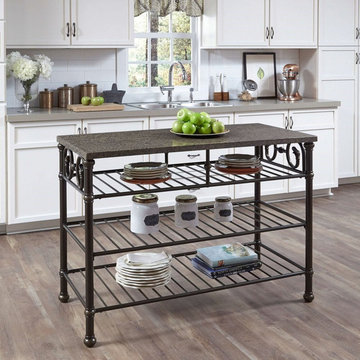 Home Styles Richmond Hill Kitchen Island in Cognac with Quartz Top
