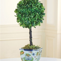 Boxwood Topiary in Tuscan Planter - Artificial Flowers Plants And Trees