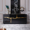 Piaz Sideboard, Luxe Glam Buffet Cabinet Gold Credenza, Black