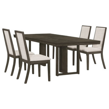 Coaster Kelly 5-piece Wood Rectangular Dining Table Set in Beige and Dark Gray