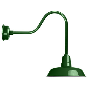 18" Vintage LED Barn Light With Sleek Arm, Green