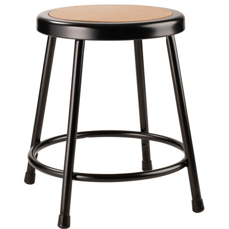 NPS 6200 Series 18" Modern Metal and Wood Heavy Duty Stool in Black