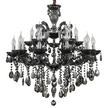 European-style LED Crystal Candle Light Retro Chandelier, Smoke Gray, 18 Heads