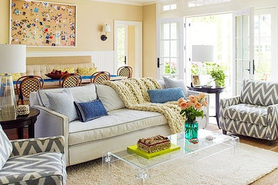 Example of a beach style living room design in Indianapolis
